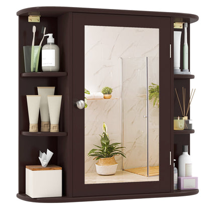 Bathroom Wall Cabinet, Mirror Door, 4 Shelves, Brown Wall Cabinets Brown at Gallery Canada