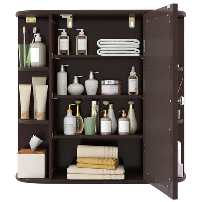 Bathroom Wall Cabinet, Mirror Door, 4 Shelves, Brown Wall Cabinets at Gallery Canada