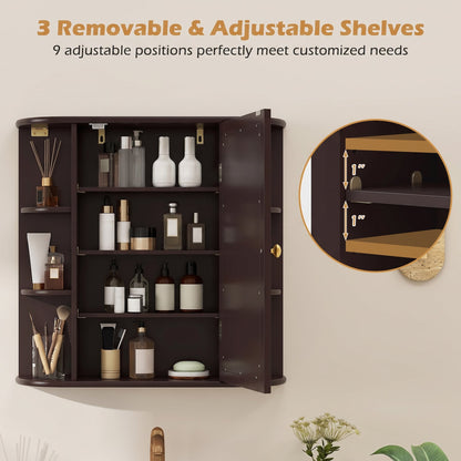 Bathroom Wall Cabinet, Mirror Door, 4 Shelves, Brown Wall Cabinets at Gallery Canada