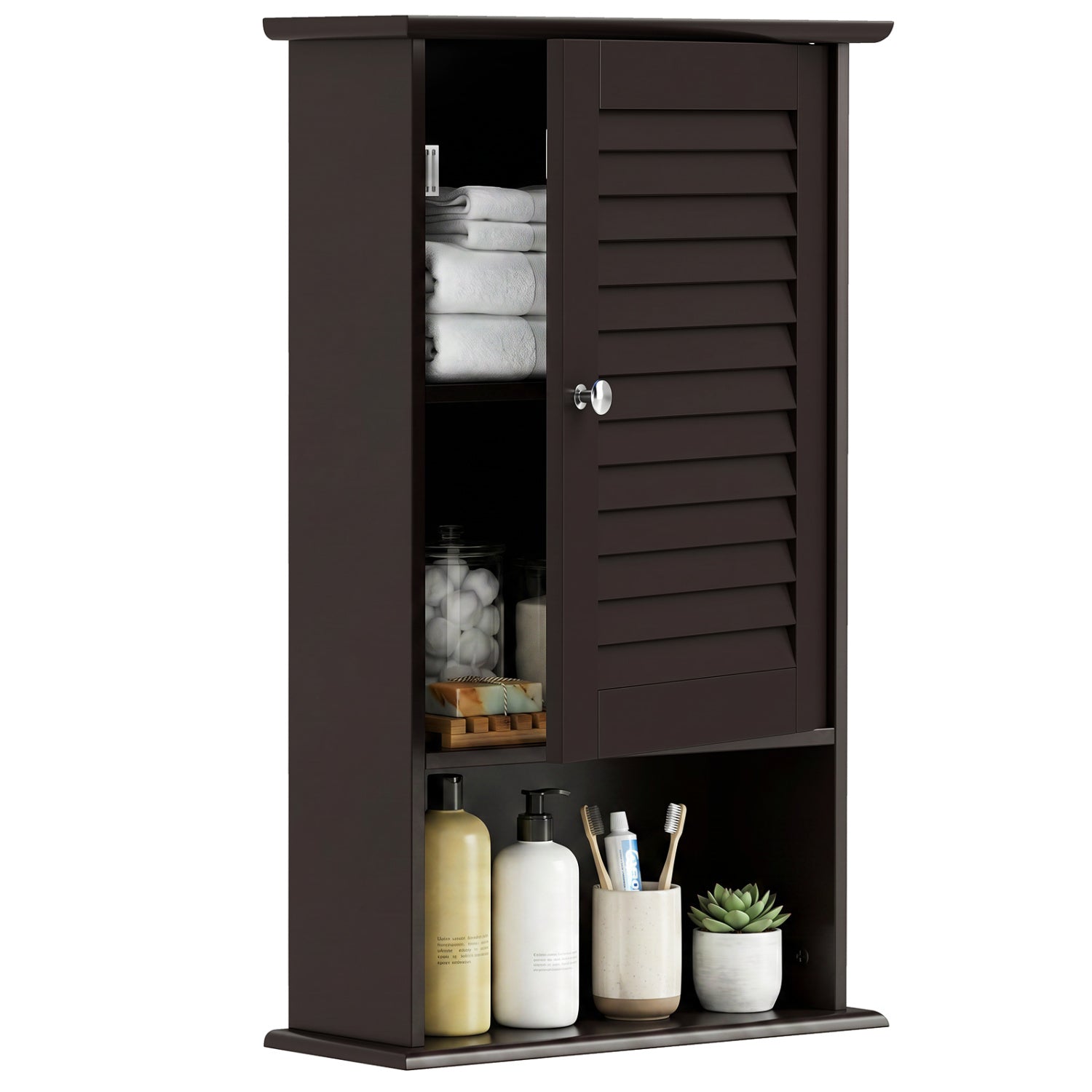 Wall Mount Storage Cabinet, Single Door, Height Adjustable Shelf, Rustic Brown Wall Cabinets at Gallery Canada