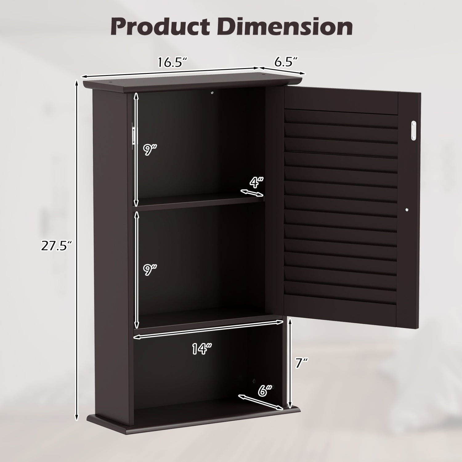 Wall Mount Storage Cabinet, Single Door, Height Adjustable Shelf, Rustic Brown Wall Cabinets at Gallery Canada