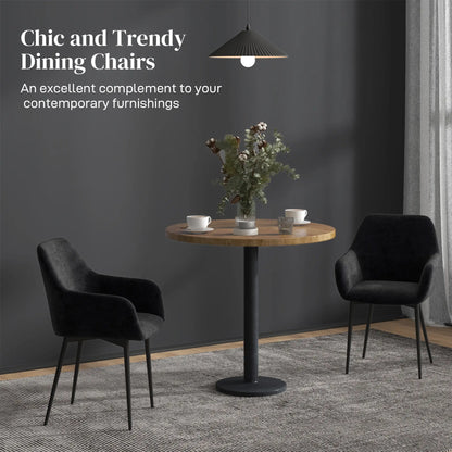Velvet Fabric Dining Chairs Set Of 2, With Steel Legs, Black Dining Chairs at Gallery Canada