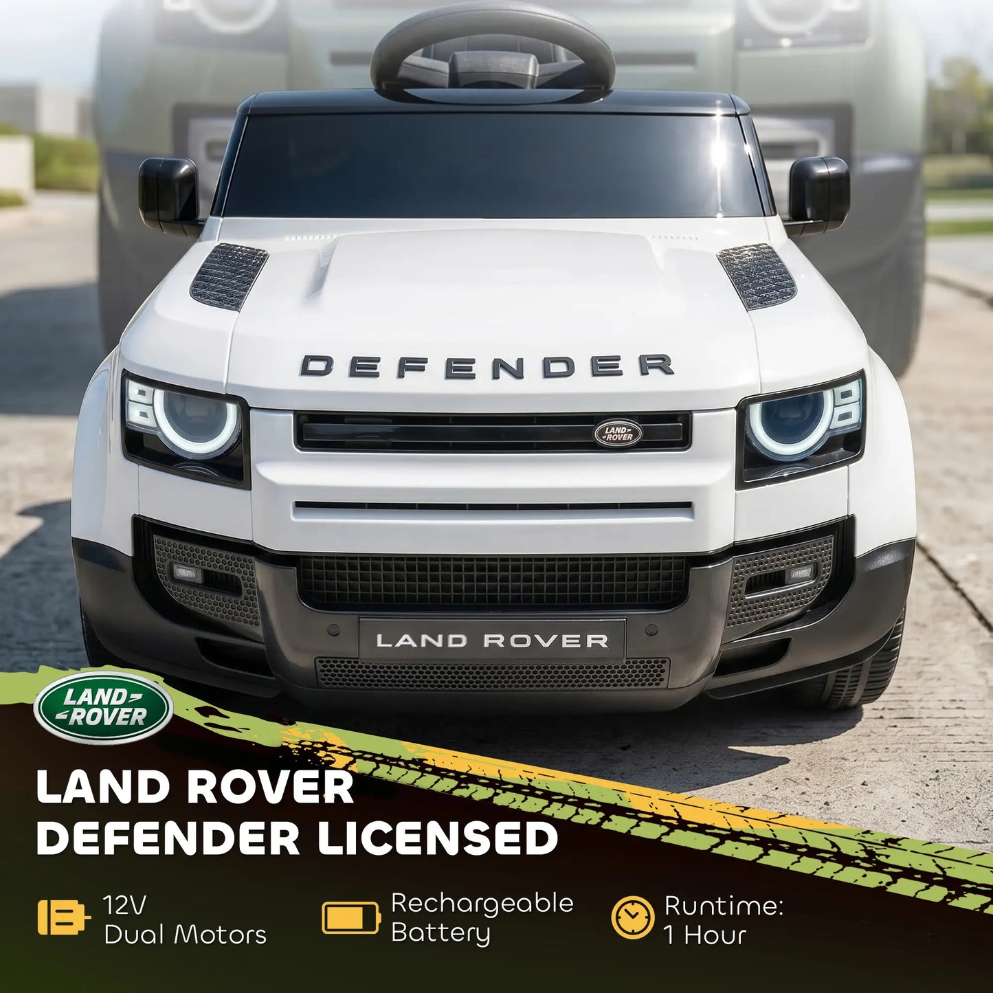 12V Licensed Land Rover Ride-On Car, Remote, White Electric Toy Cars at Gallery Canada