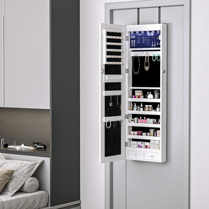 Mirror Jewelry Cabinet with LED Lights, 2 Keys, Wood Grain Grey, Grey Jewelry Armoire & Jewellery Mirror Cabinets at Gallery Canada