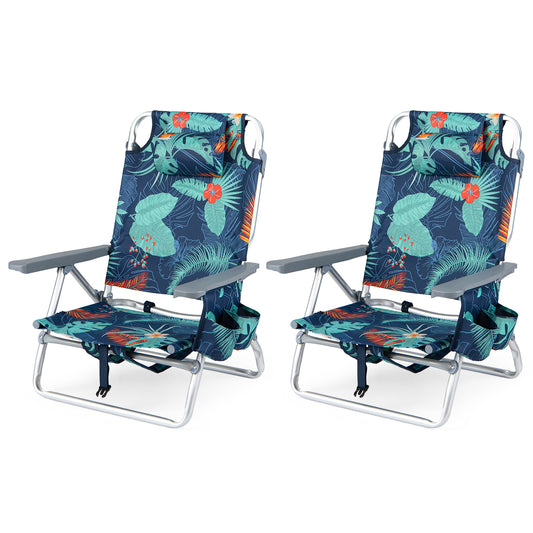 Portable Folding Backpack Recliner, 5-Position Backrest, Padded Headrest, Green Beach & Lawn Chairs Green at Gallery Canada