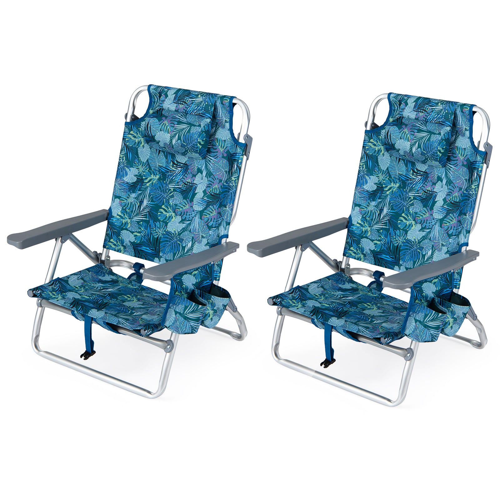 Portable Folding Beach Chairs Set of 2, Peacock Blue Beach & Lawn Chairs at Gallery Canada