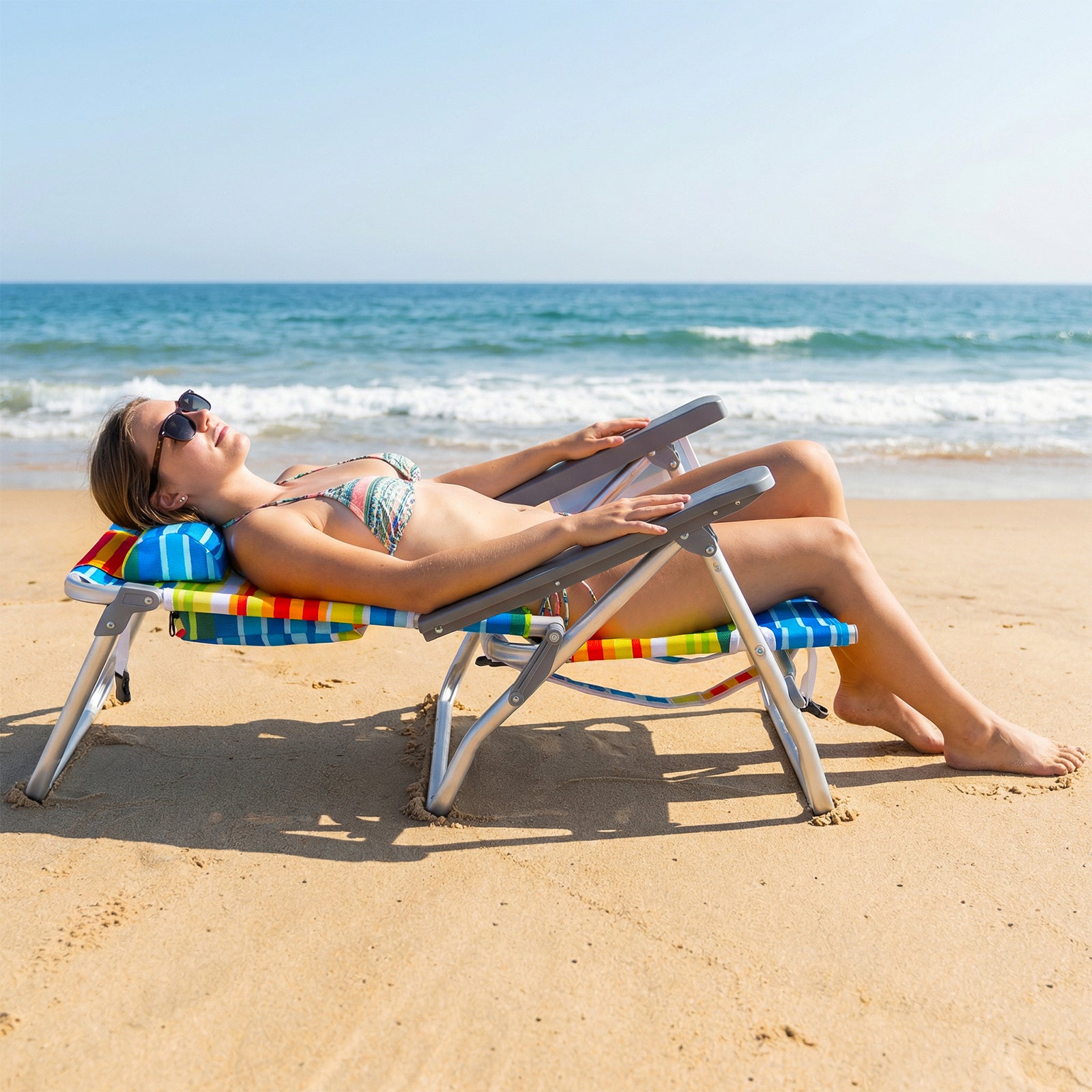Portable Folding Beach Chairs, Set of 2, 5-Position Backrest, Yellow Beach & Lawn Chairs at Gallery Canada