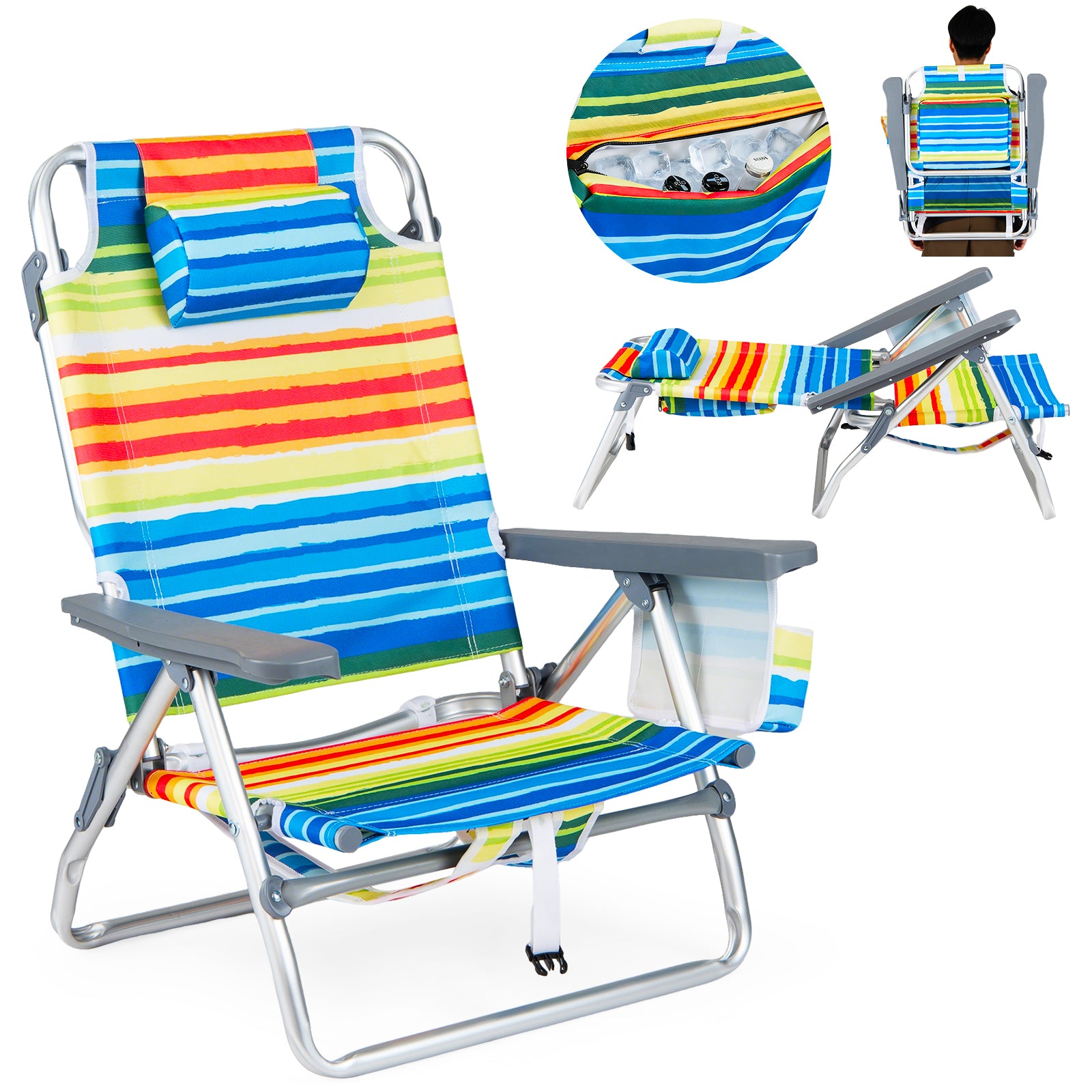 Portable Folding Beach Chairs, Set of 2, 5-Position Backrest, Yellow Beach & Lawn Chairs at Gallery Canada