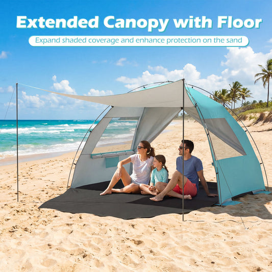 Beach Tent Sun Shelter, Canopy, Extended Floor, Vent Windows, Blue Canopies Blue at Gallery Canada