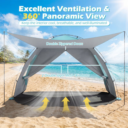 Beach Tent Sun Shelter, Canopy, Extended Floor, Vent Windows, Blue Canopies at Gallery Canada