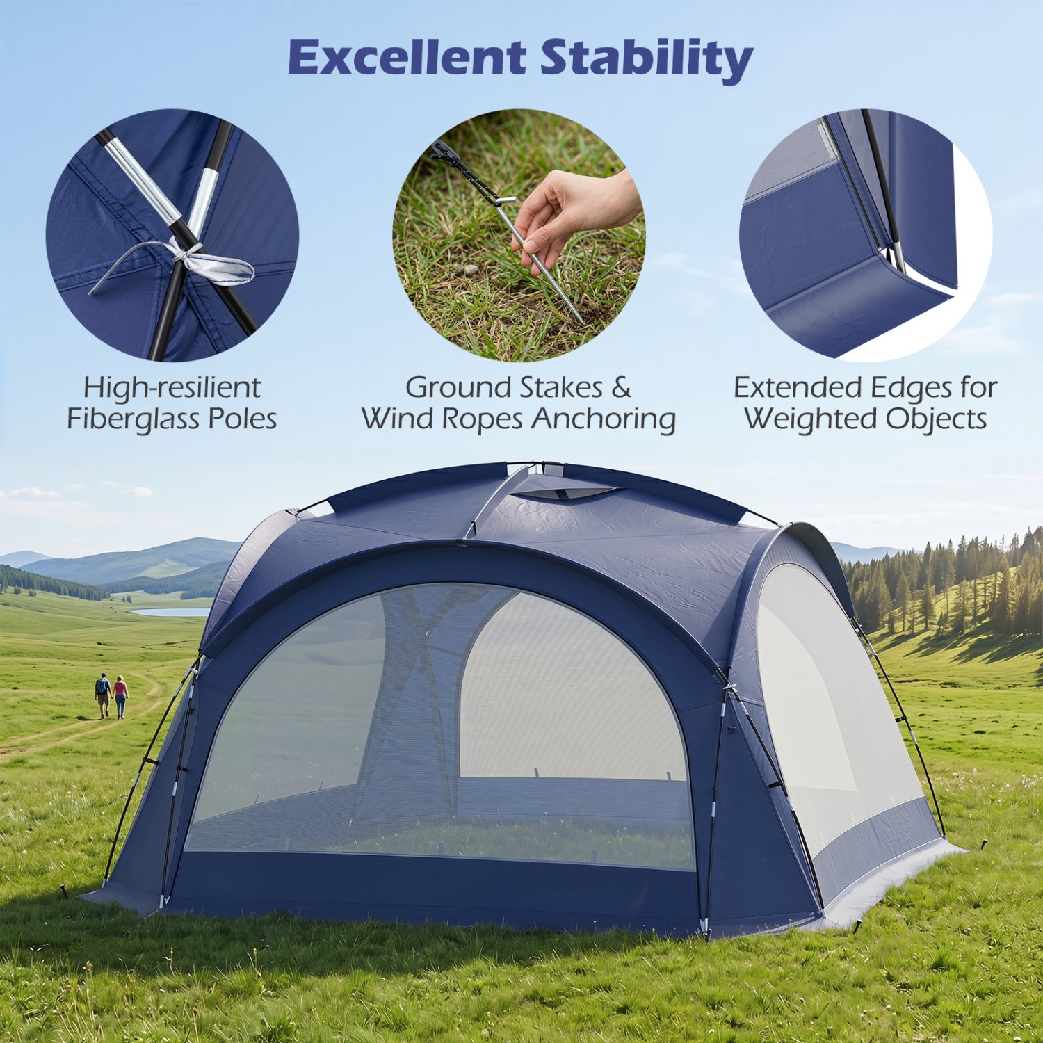 Beach Tent for 12-15 People, Easy Setup Dome Canopy, Blue Tents at Gallery Canada