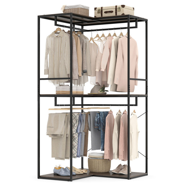 Bedroom Set With Clothes Rack And Dresser Tower Bedroom Black + Brown at Gallery Canada