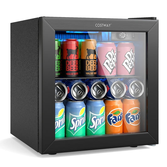 Mini Beverage Refrigerator, 1.3 Cu. Ft., 12 Bottles 55 Cans, Black Wine & Beverage Coolers Black at Gallery Canada