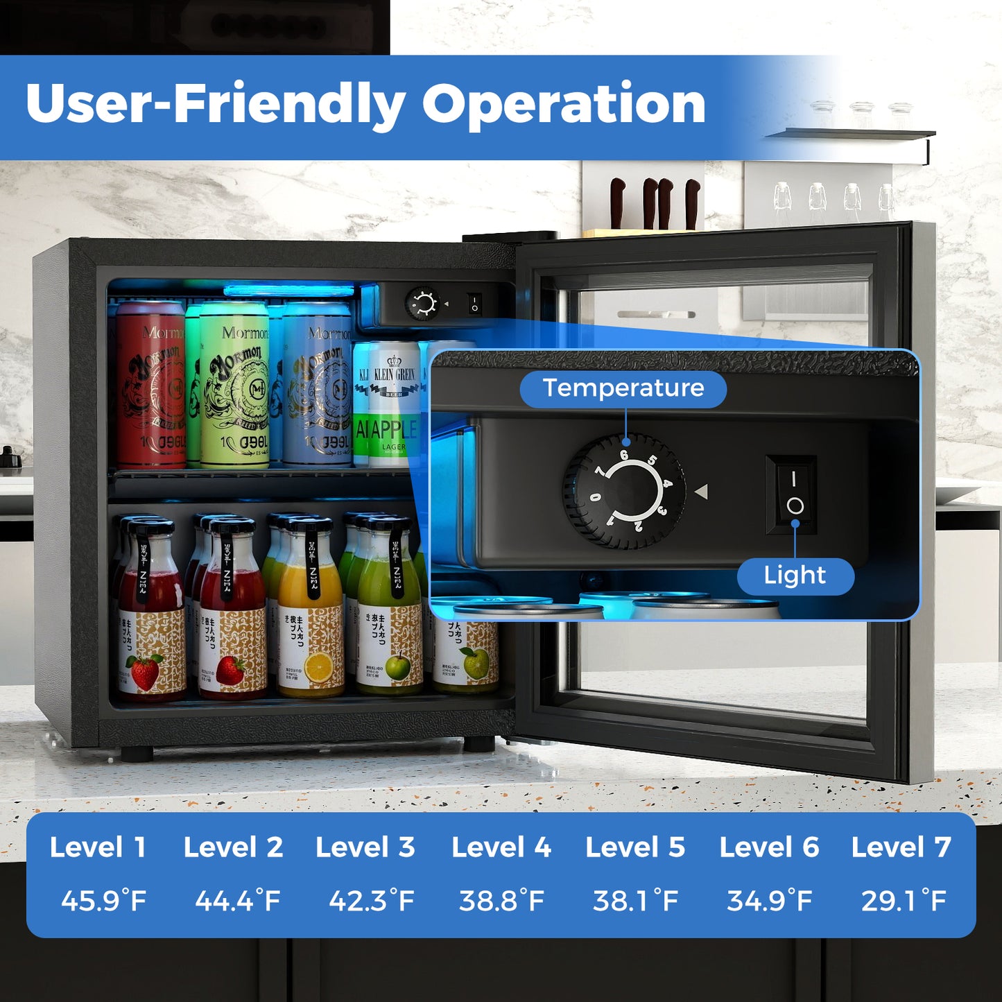Mini Beverage Refrigerator, 1.3 Cu. Ft., 12 Bottles 55 Cans, Black Wine & Beverage Coolers at Gallery Canada