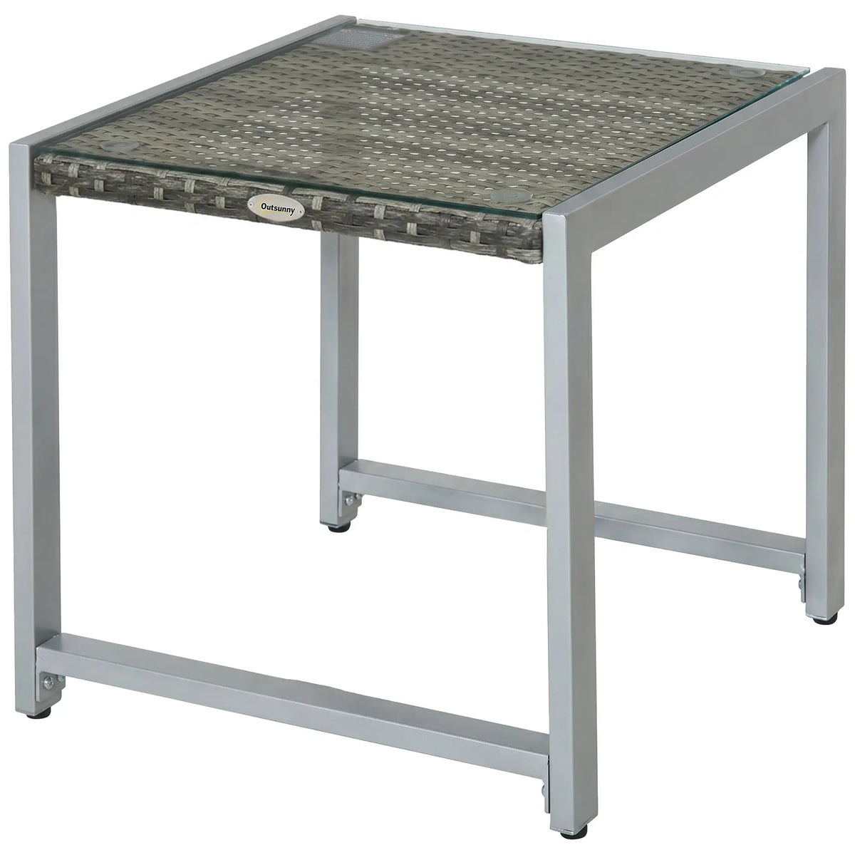 Gray Rattan Coffee Table, Glass Top Aluminum Frame Outdoor, Gray Patio Side Tables Grey at Gallery Canada