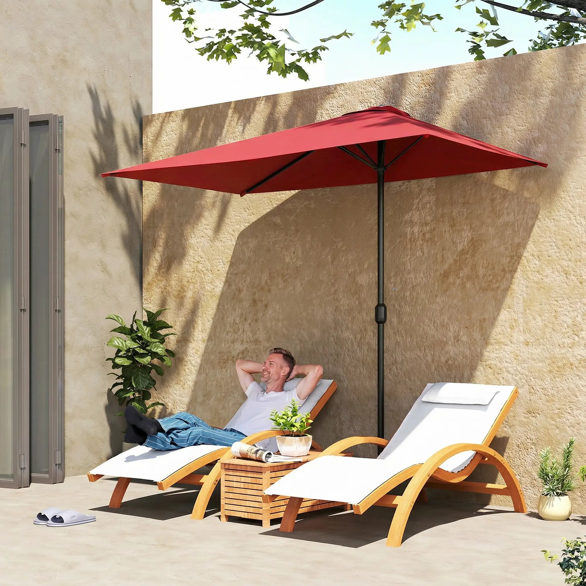 8Ft Half Round Umbrella, Outdoor Patio Balcony Sun Shade w/5 Ribs Half Round Umbrellas at Gallery Canada