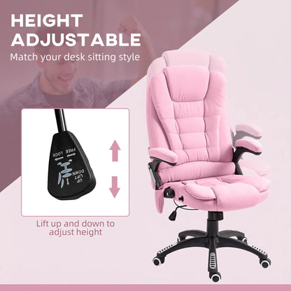6 Point Vibrating Massage Chair, High Back Executive, Reclining, Swivel Wheels, Pink Massage Chairs at Gallery Canada