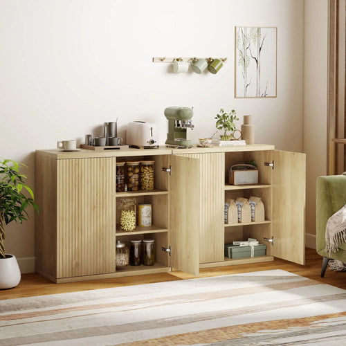 Sideboard Buffet Cabinet Set Of 2, Kitchen Cabinet, Oak