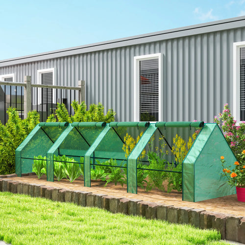 Portable Mini Greenhouse Tunnel, Growing Tent, w/ Zippered Doors, Green