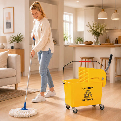 Compact Mop Bucket with Wringer, 5 Gallon, Yellow