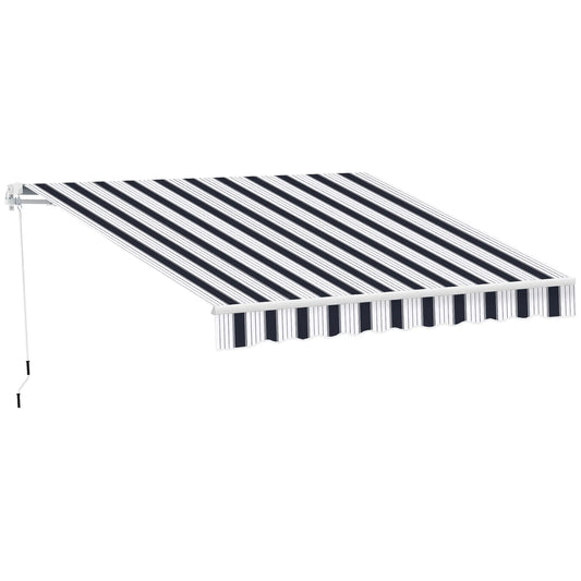 8' x 7' Retractable Awning, UV Water-Resistant Fabric, Aluminum Frame, Blue White, Blue Deck Awnings Blue and White Fabric at Gallery Canada