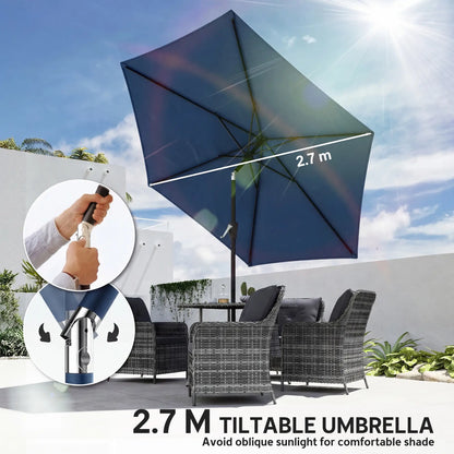 9FT Patio Umbrella With Tilt, Crank, 6 Ribs, UV Protection Sun Umbrellas at Gallery Canada