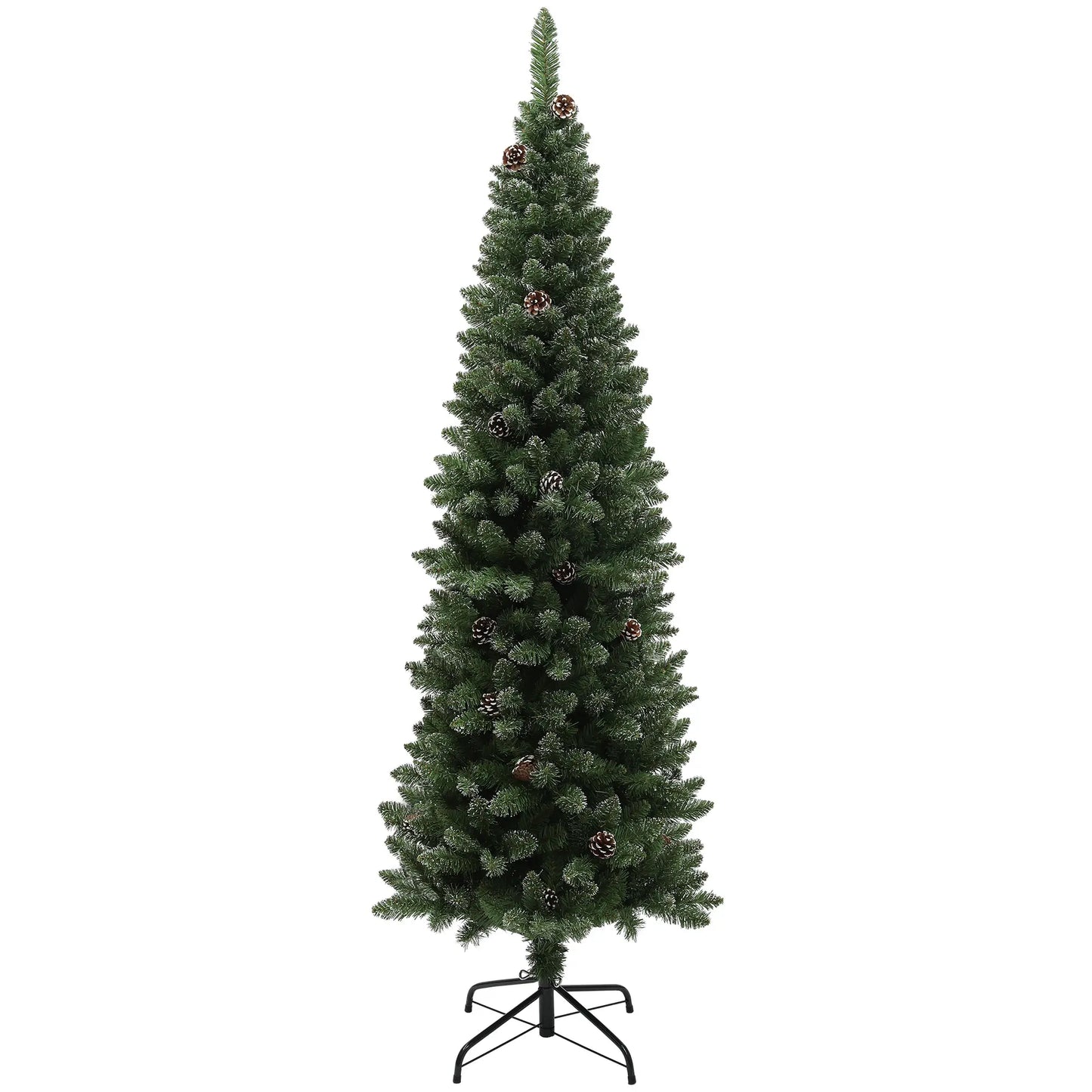 6ft Artificial Pencil Christmas Tree, 618 Branches, Pinecones, Metal Stand Pencil Christmas Trees Green at Gallery Canada