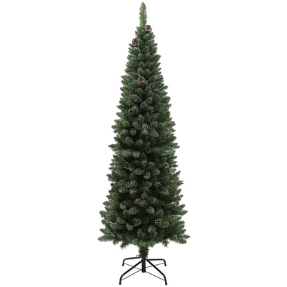 6ft Artificial Pencil Christmas Tree, 618 Branches, Pinecones, Metal Stand Pencil Christmas Trees Green at Gallery Canada