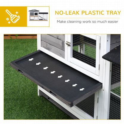 2-Tier Wooden Rabbit Hutch With Ramp, Outdoor Run, Grey Rabbit Hutch at Gallery Canada