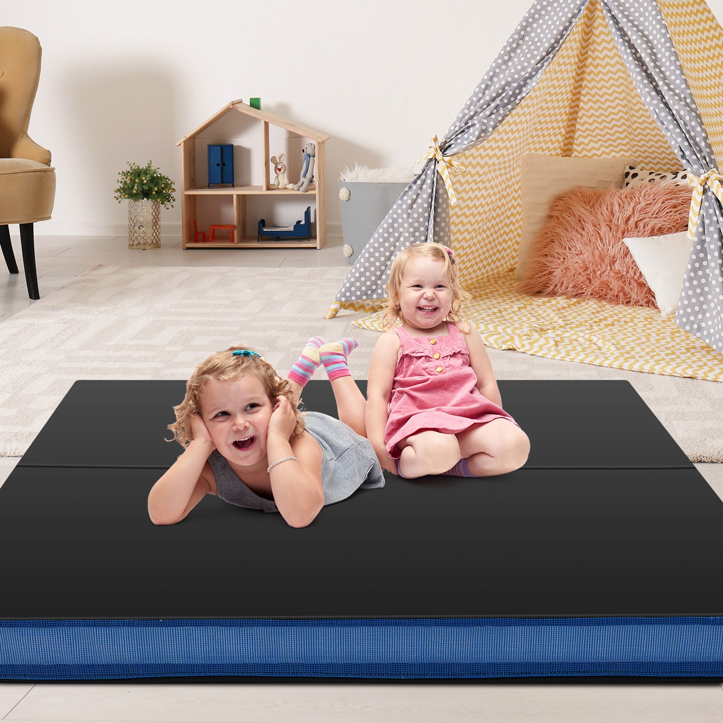 Thick Bi-Fold Gymnastics Exercise Mat, Black Yoga & Gym Mats at Gallery Canada