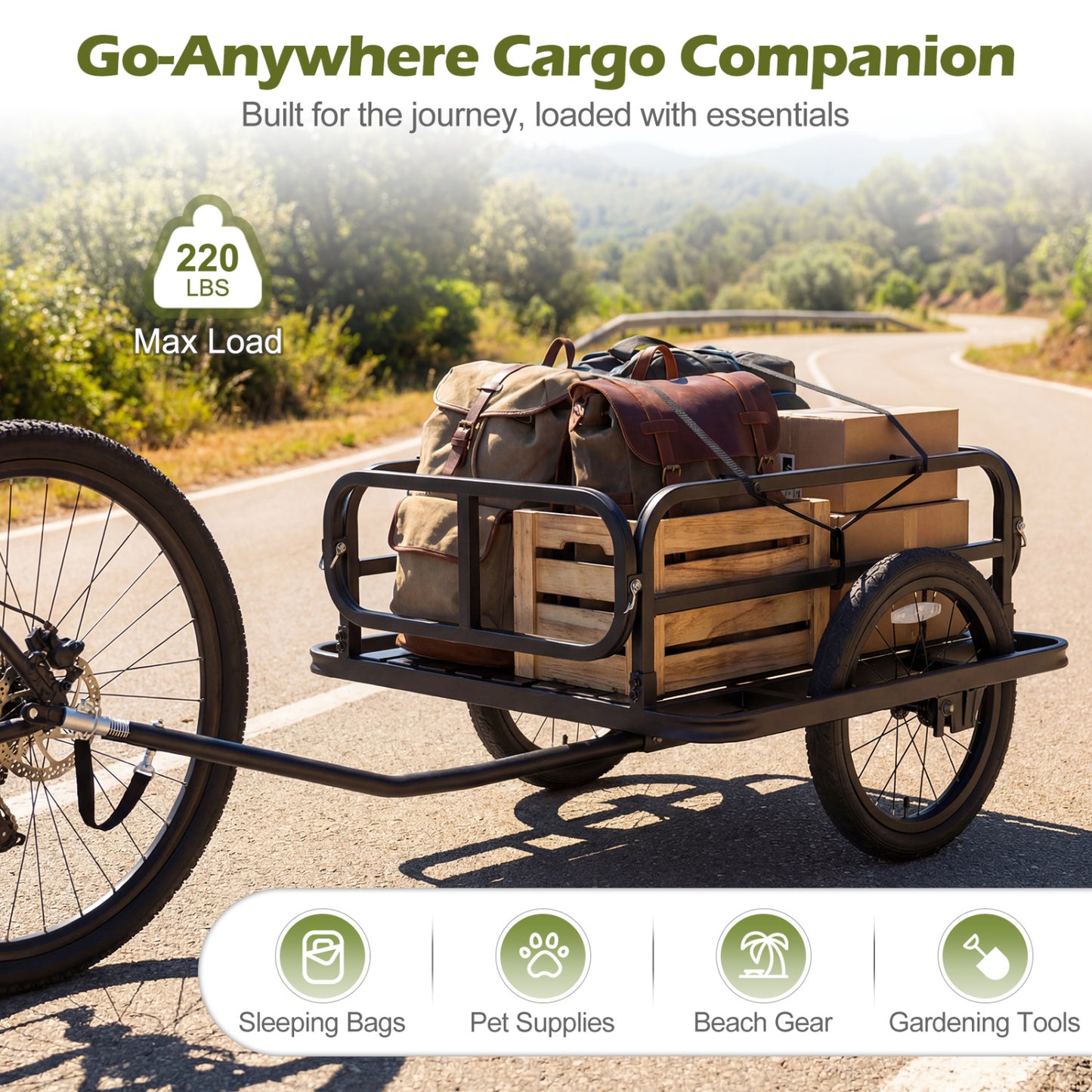 Heavy-Duty Bicycle Cargo Trailer Cart, Black Garages at Gallery Canada
