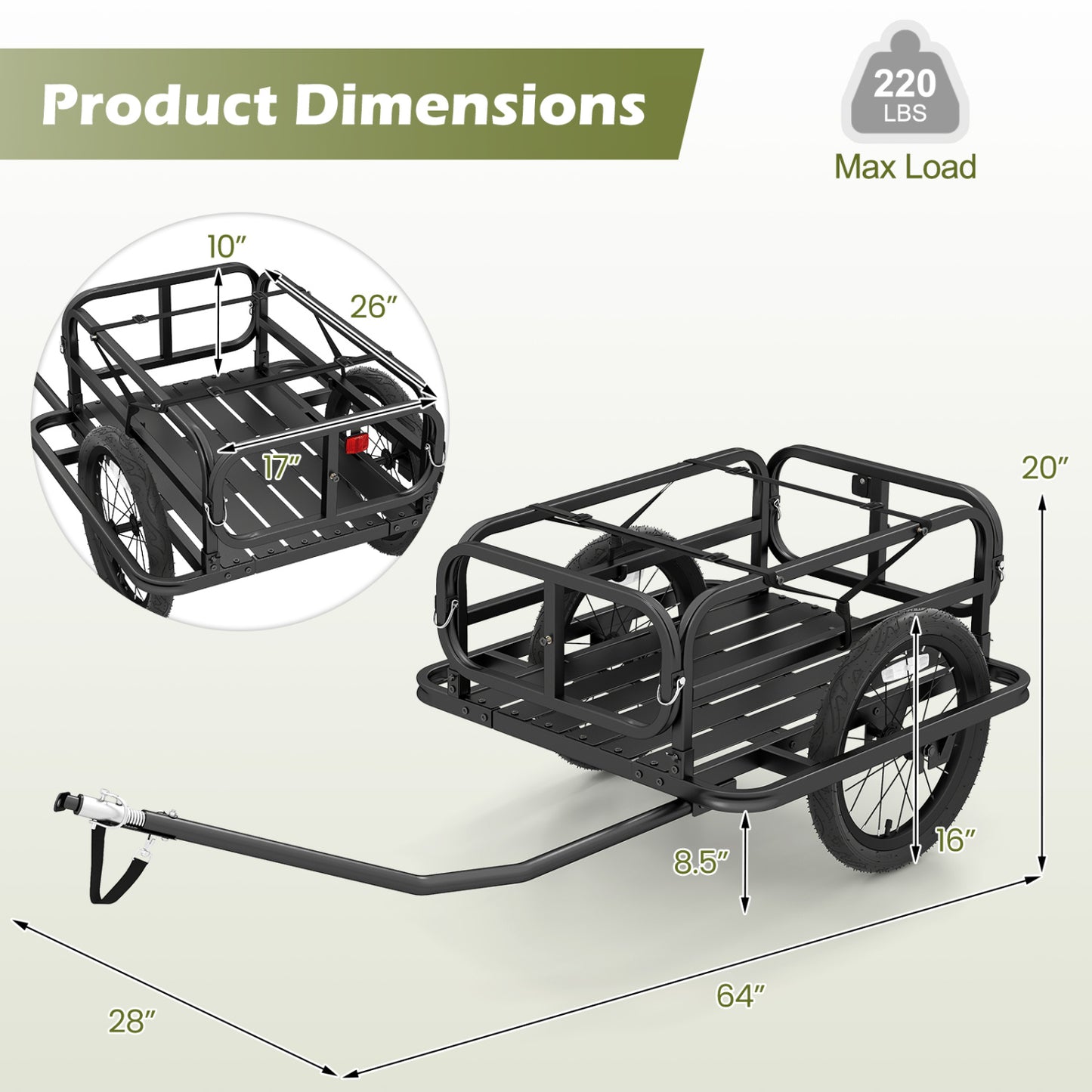 Heavy-Duty Bicycle Cargo Trailer Cart, Black Garages at Gallery Canada