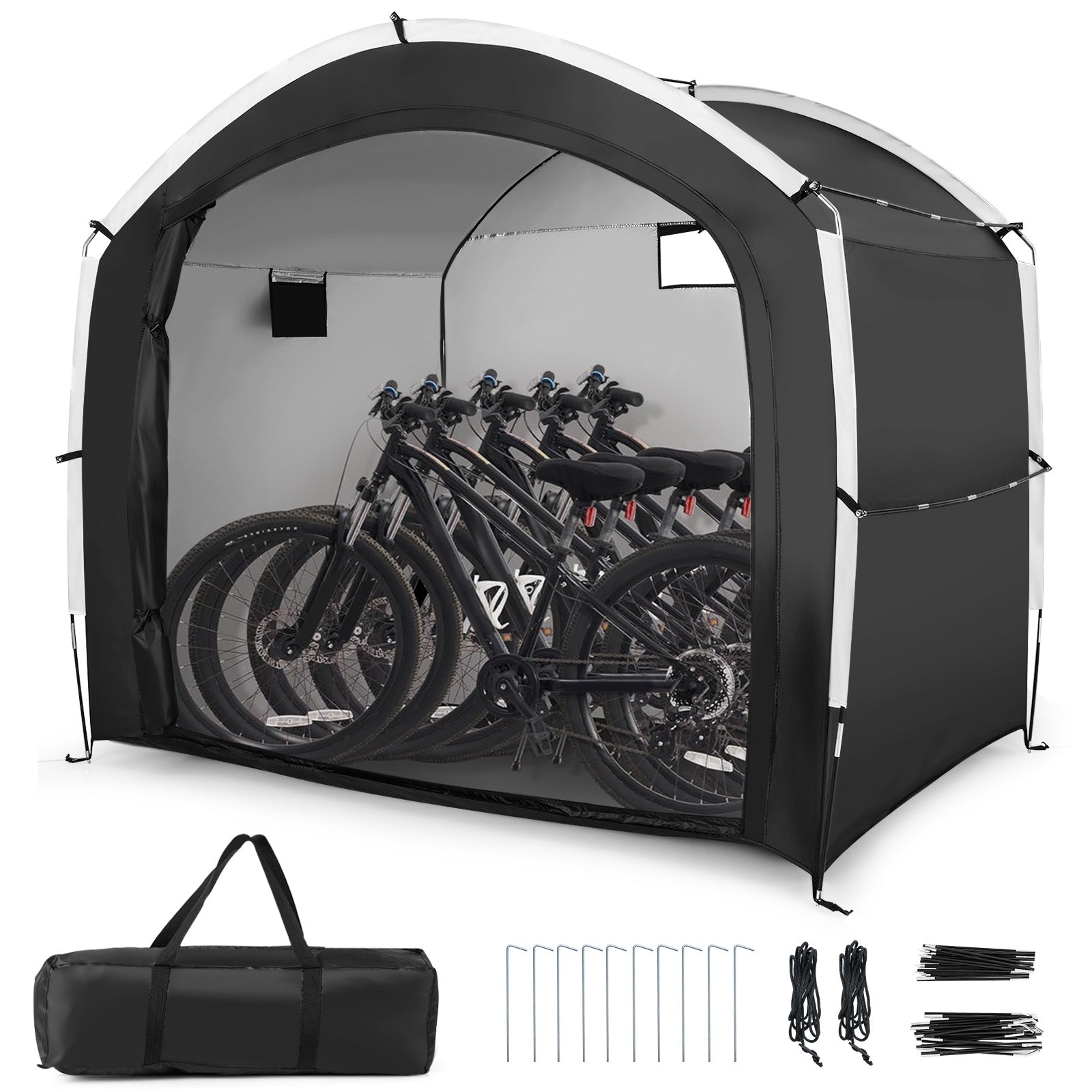Bike Storage Shed Tent, 5 Bikes, PU4000MM Waterproof, Black Carports at Gallery Canada