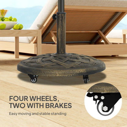 Round Patio Umbrella Base With Wheels, 44 Lbs Resin Stand, 1.3"/1.5"/1.9" Poles, Bronze Umbrella Bases at Gallery Canada