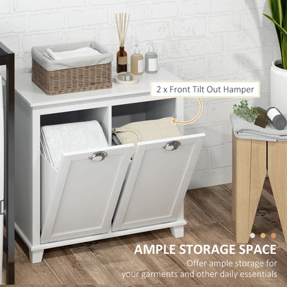 Tilt-Out Laundry Cabinet, Bathroom Organizer, 2-Compartment Hamper, White Bathroom Cabinets at Gallery Canada