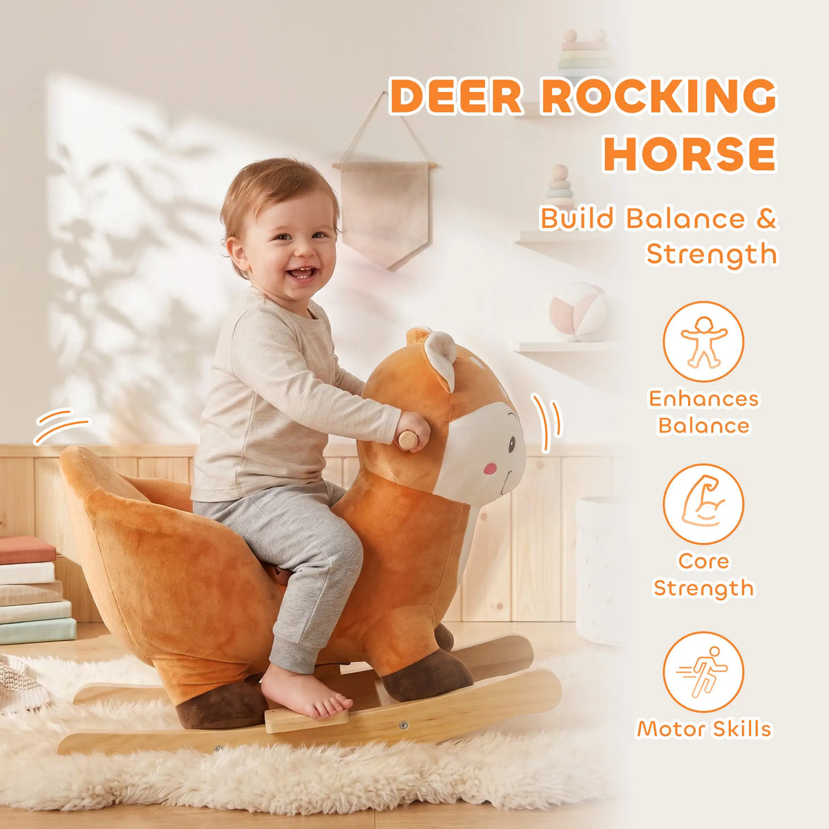 Deer Rocking Horse for Toddlers 1-3 Years, Brown Rocking Horses at Gallery Canada