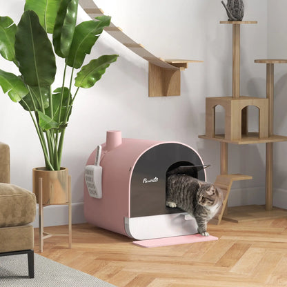 Cat Litter Box with Lid, Removable Tray, Scoop, Filter, Pink Cat Litter Box Enclosures at Gallery Canada