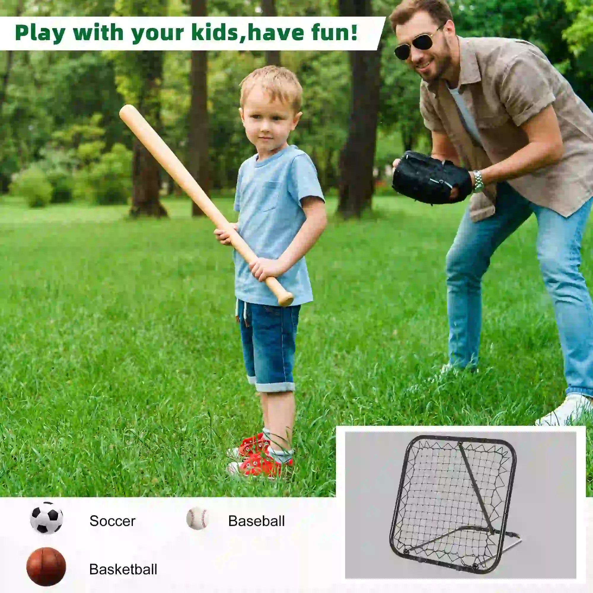 Soccer Rebounder Net, 3' x 3', Angle Adjustable, Quick Folding, Kickback Target Football at Gallery Canada