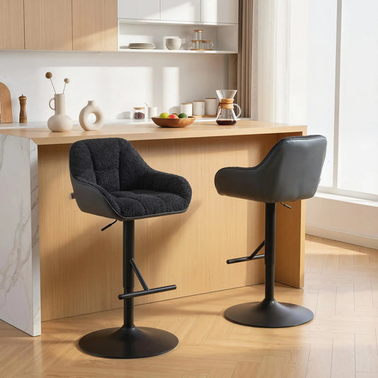 Swivel Counter Height Bar Stools Set of 2, Adjustable Height, Black Bar Stools Grey, Black at Gallery Canada