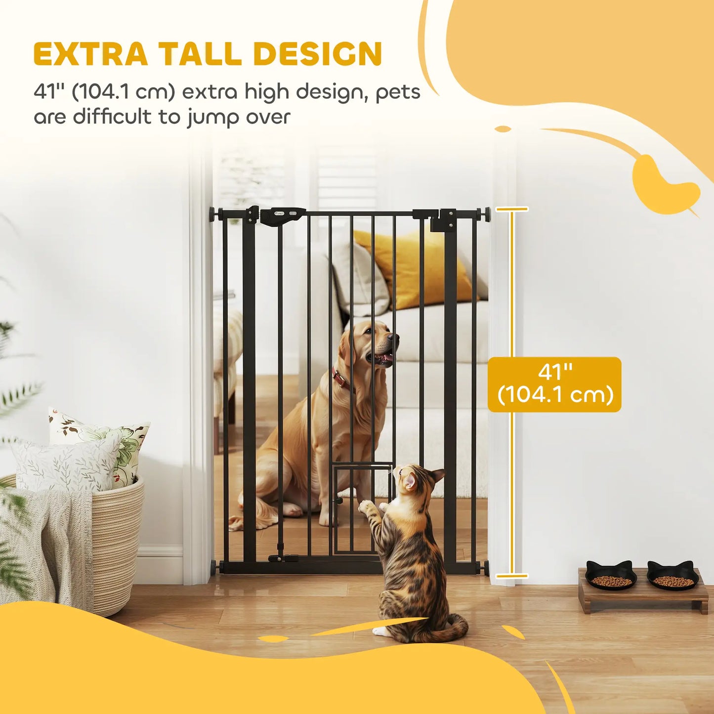 41" Easy Open Indoor Dog Gate, Black Houses, Kennels & Pens at Gallery Canada
