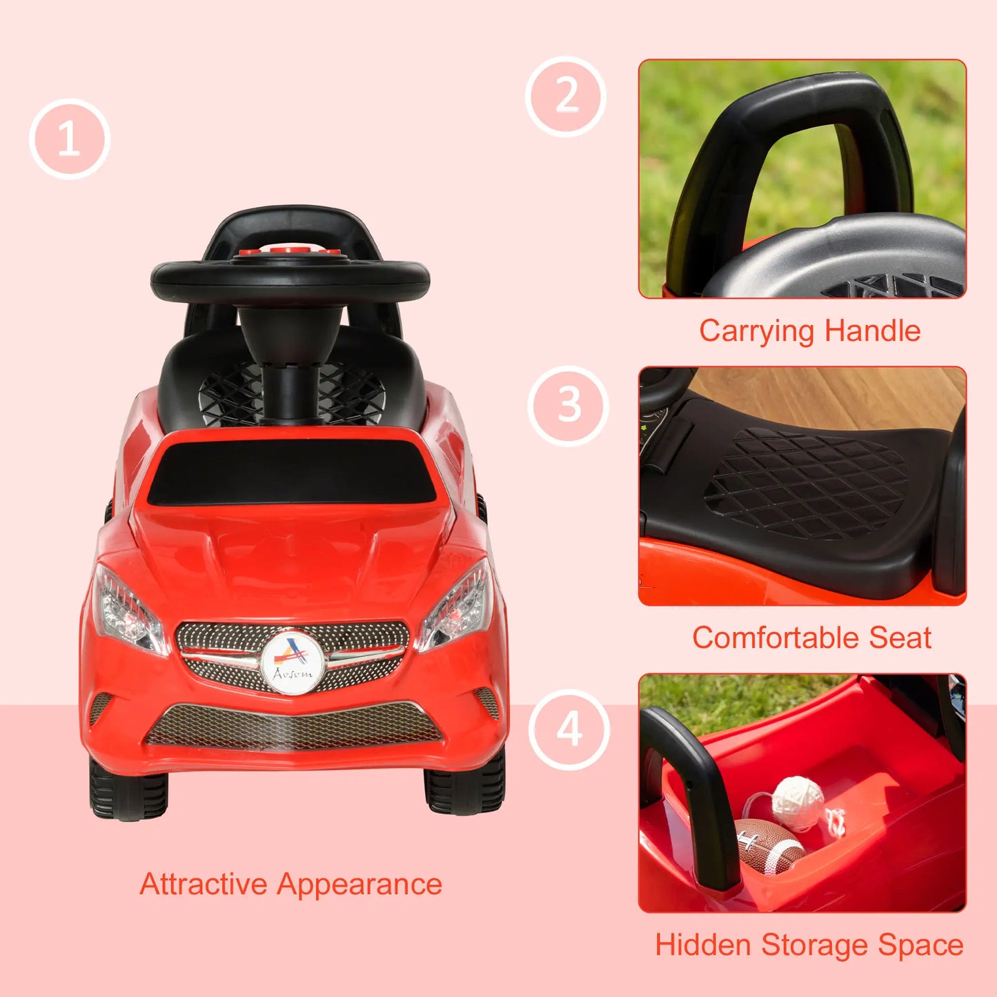 Kids Ride On Push Car, Foot-to-Floor Sliding Toy, Red Push Cars for Toddlers at Gallery Canada