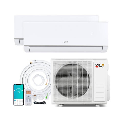 28000 BTU 2 Zone Mini Split AC, Heat Pump, 9K + 9K, White