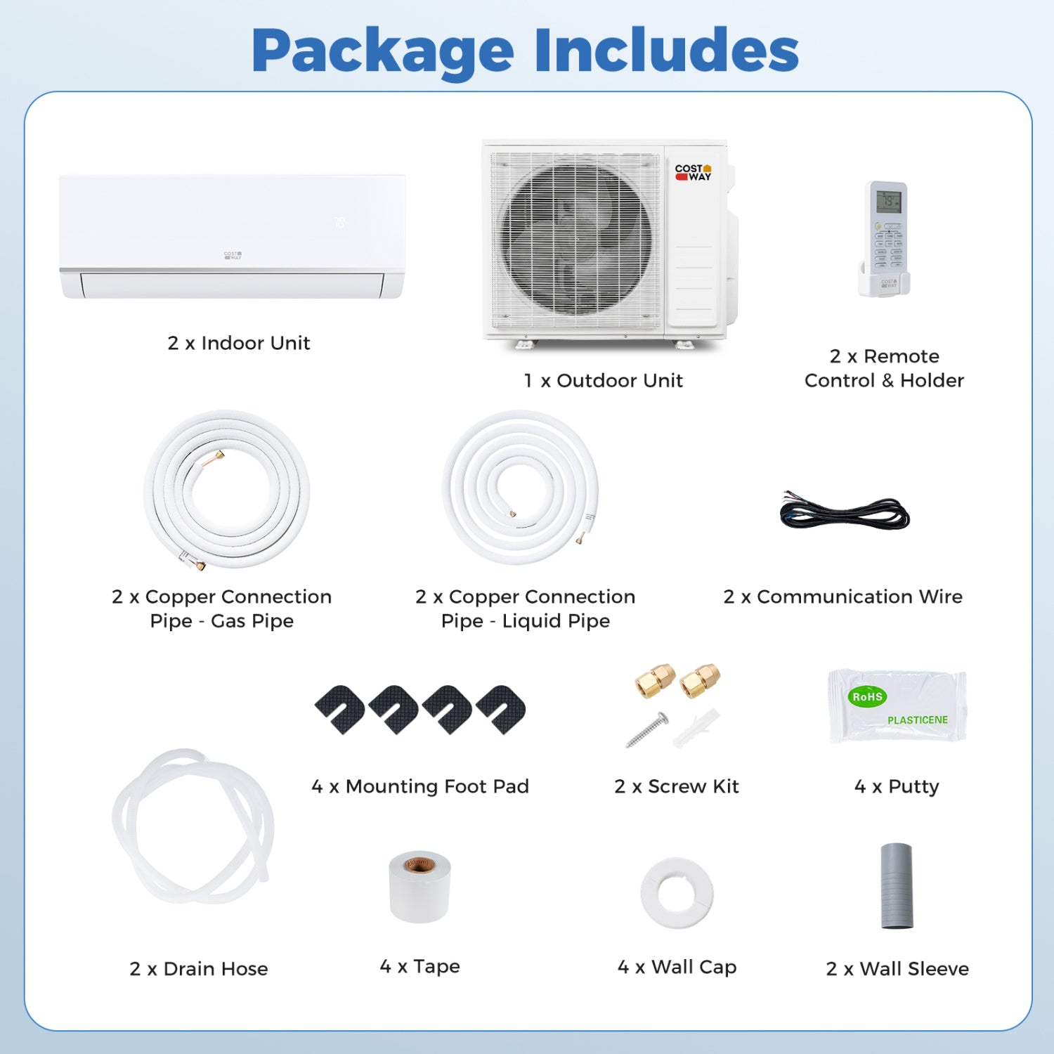 28000 BTU 2 Zone Mini Split AC, Heat Pump, 9K + 9K, White 2 Zone Mini Split at Gallery Canada