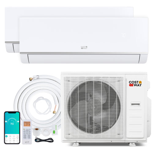 38000 BTU 2 Zone Mini Split AC, Heat Pump, 18K + 24K
