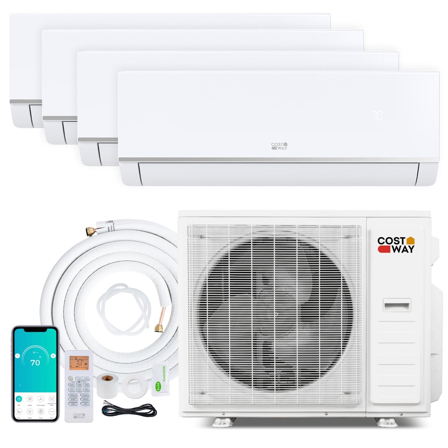 4 Zone Mini Split AC Heat Pump, 38000 BTU 20 SEER2, 9K + 9K + 9K + 9K 4 Zone Mini Split White at Gallery Canada