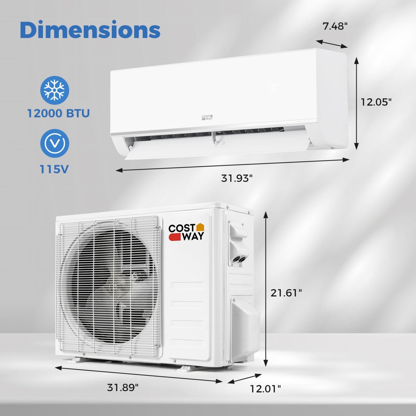 12000 BTU 20 SEER2 Mini Split AC Heater, Wifi Enabled, White Mini Split Air Conditioners at Gallery Canada