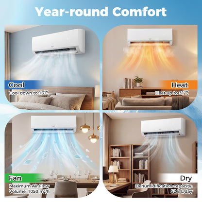 18000 BTU 20 SEER2 Mini Split Air Conditioner Heater, White Mini Split Air Conditioners at Gallery Canada