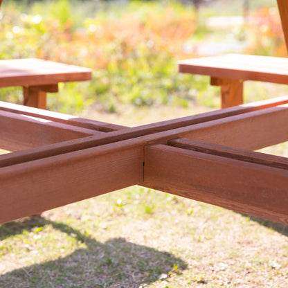 8 Seater Round Wooden Pub Bench, Picnic Table, Outdoor Patio Dining Set Outdoor Dining Sets at Gallery Canada
