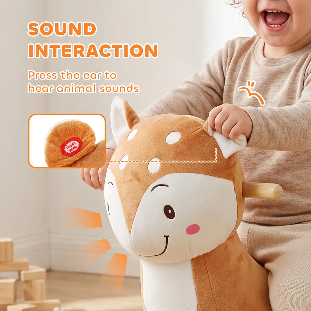 Deer Rocking Horse for Toddlers 1-3 Years, Brown Rocking Horses at Gallery Canada