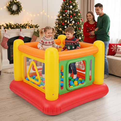 Blow Up Jumping House for Kids with Transparent Side Walls, Red